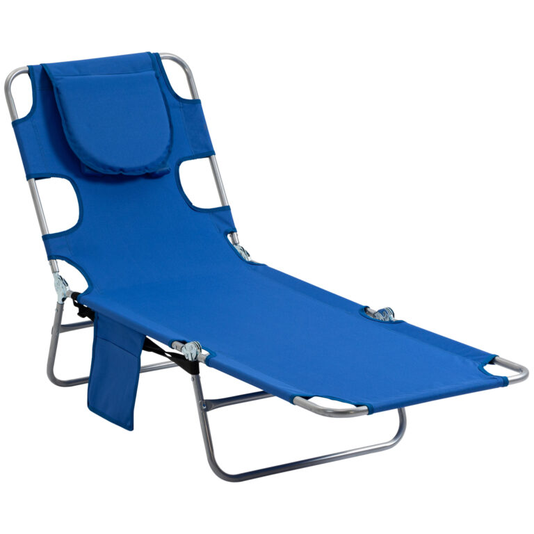 Beach Chaise Lounge Face Cavity Portable Sun Lounger, Reclining Adjust Blue