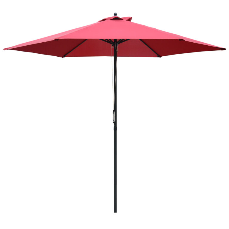 Outsunny Umbrella Parasol ?2.8×2.4 m, Steel, Polyester-Wine Red