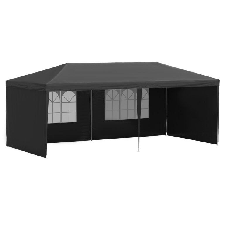 6m x 3m Garden Gazebo Marquee Canopy Party Tent Canopy Patio Black Outsunny