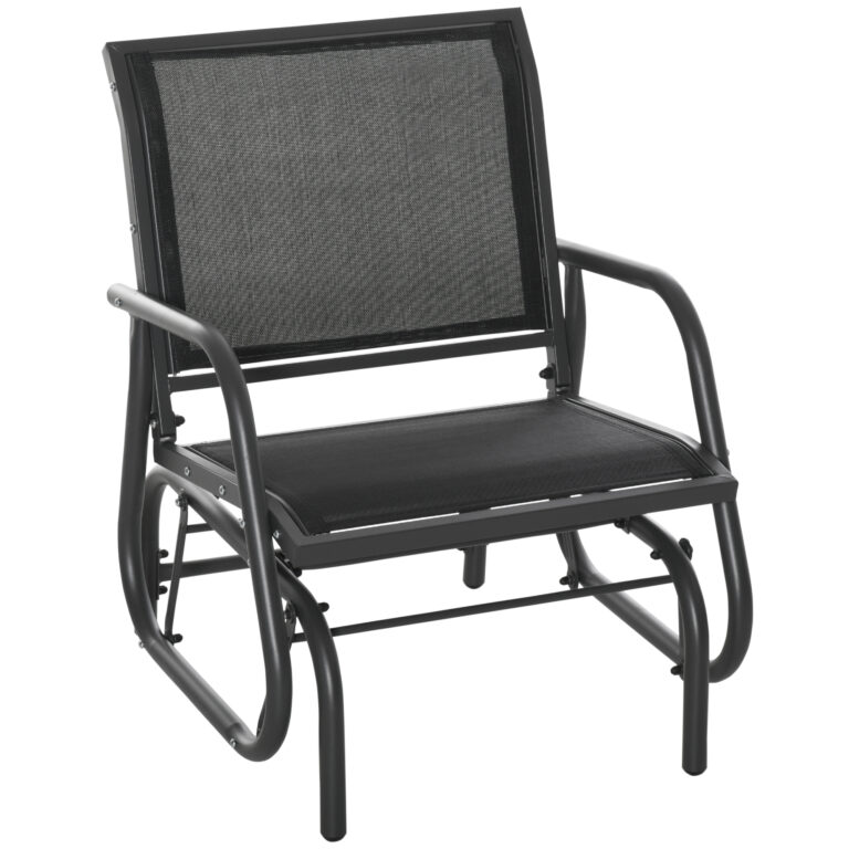 Outdoor Gliding Swing Chair Garden Seat w/ Mesh Seat Curved Back Steel Frame