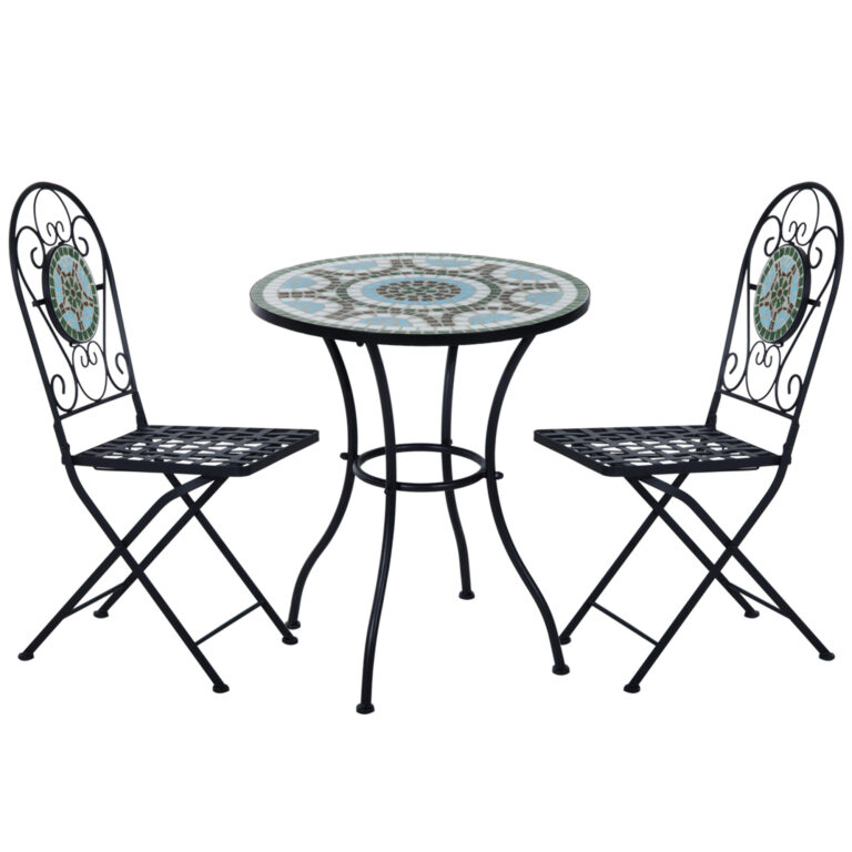 3pc Bistro Set Dining Folding Chairs Patio Furniture Outdoor