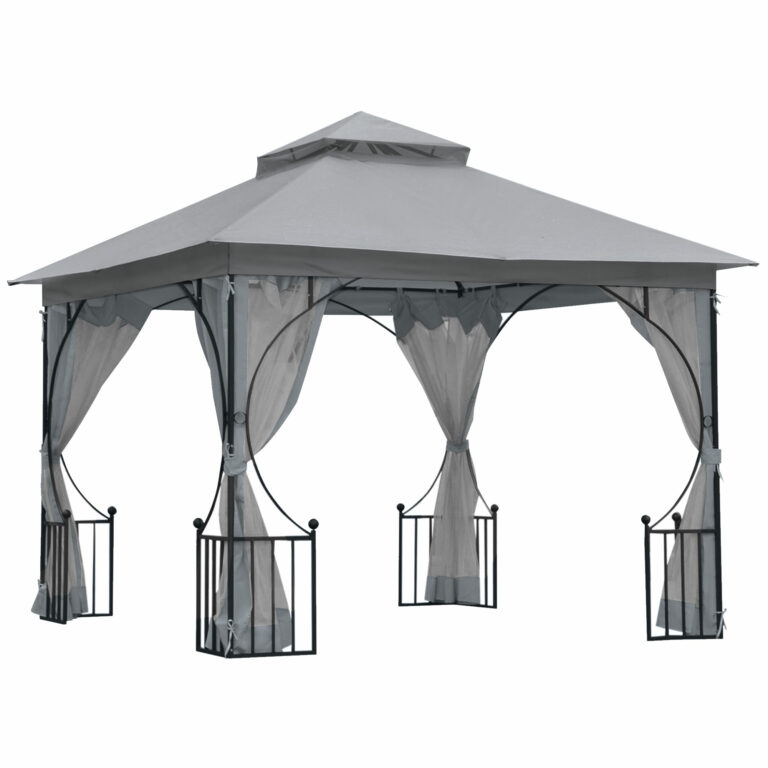 Gazebo Party Tent Canopy Sun Shade for Patio Garden Light Grey 3×3(m) Outsunny