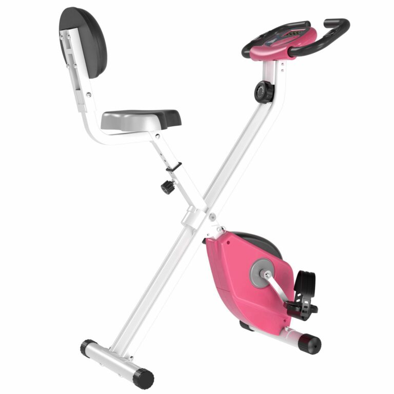 Magnetic Resistance Exercise Bike Foldable LCD Adjustable Seat Pink HOMCOM