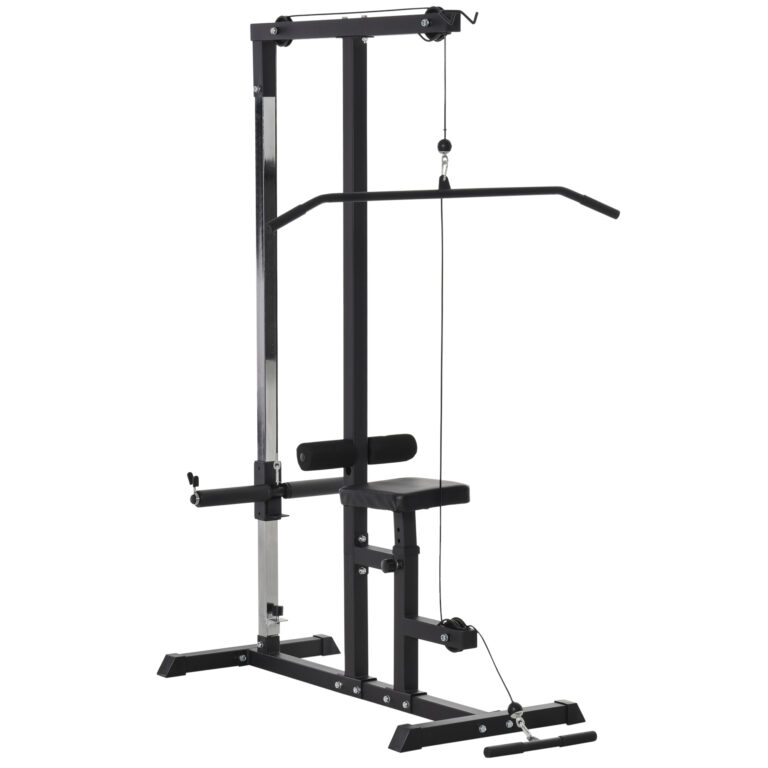 Exercise Pulldown Machine Power Tower with Adjustable Seat Cables HOMCOM