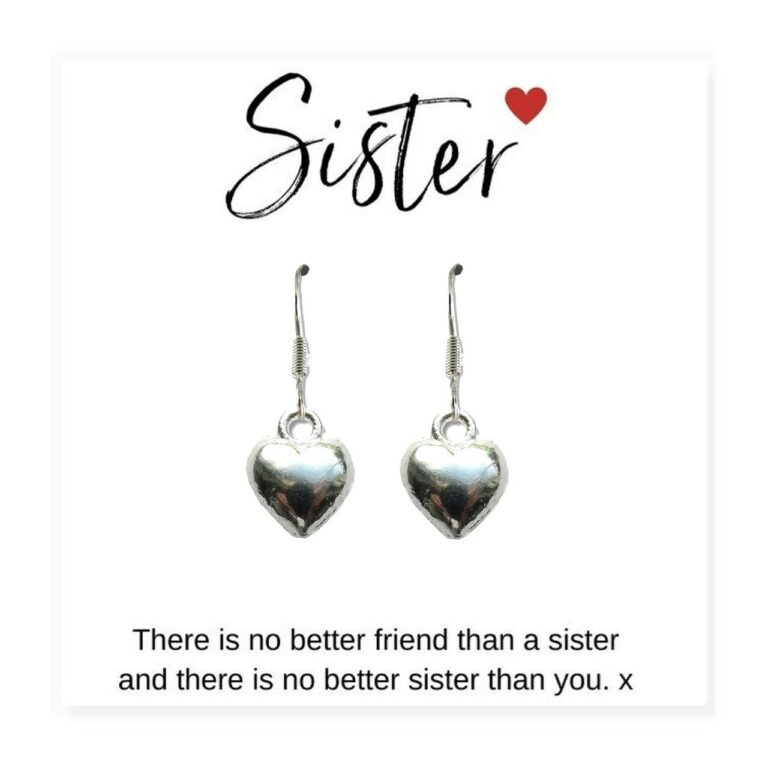 Heart Earrings & Sister Message Card