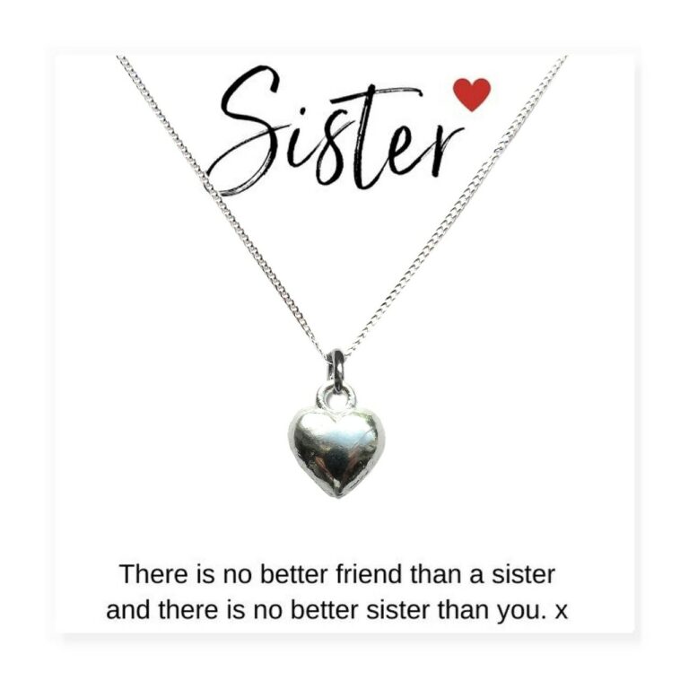 Heart Necklace & Sister Message Card