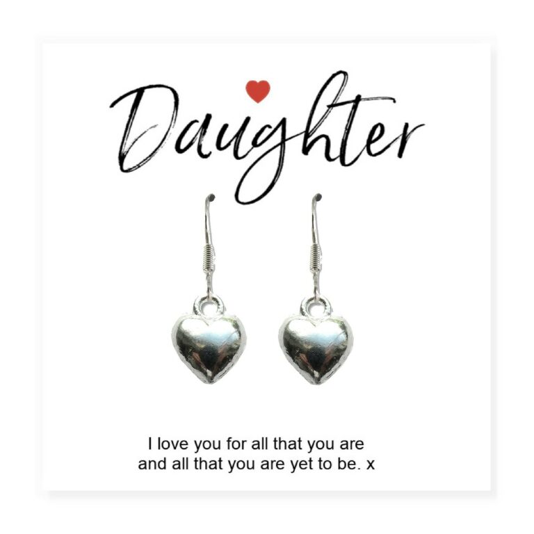 Daughter Message Card with Heart Earrings