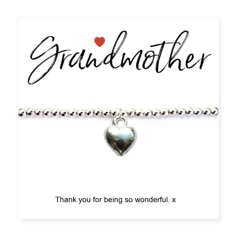 Grandmother Message Card with Heart Charm Bracelet