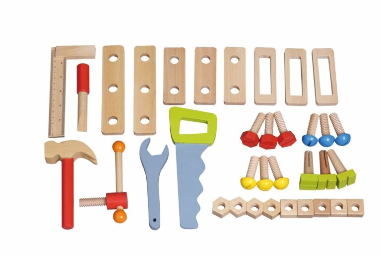 Lelin Childrens Kids Wooden 49 pcs DIY Construction Work Bench Tool Set Play Toy