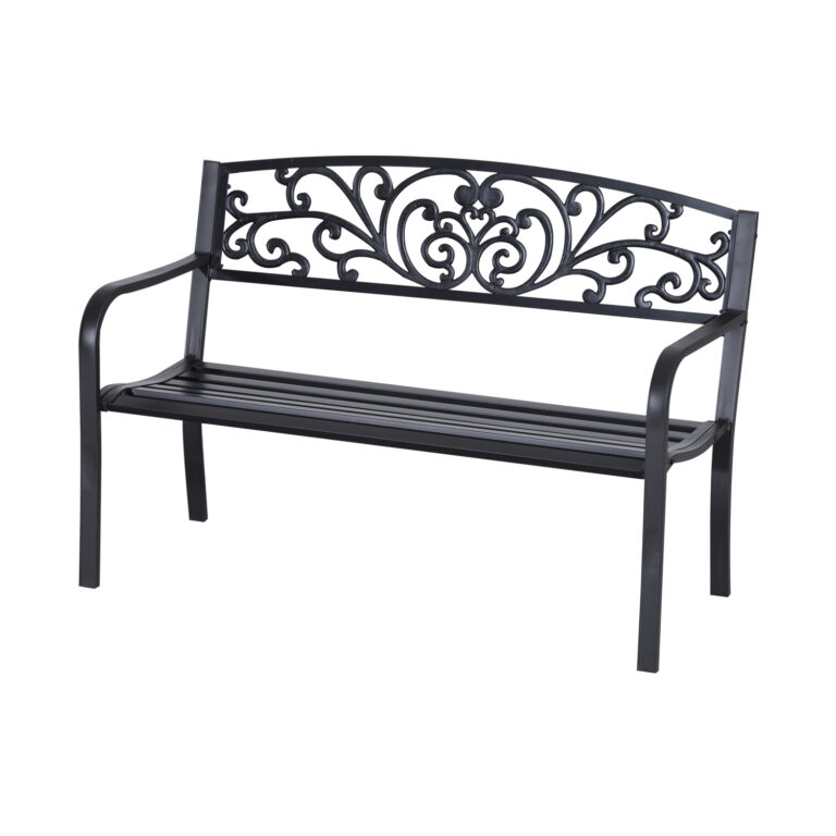 2-Seater Garden Bench, Steel-Black
