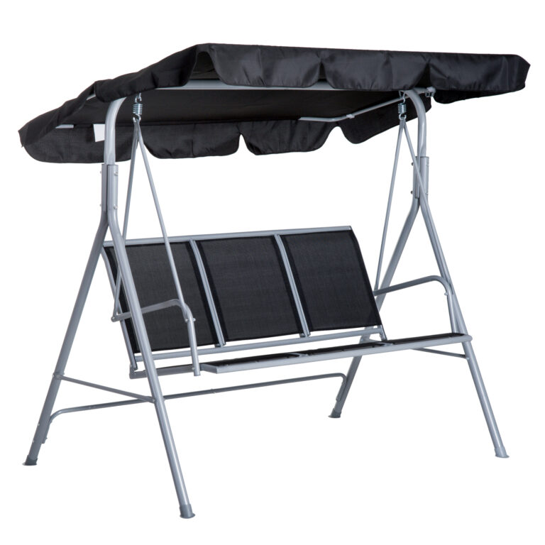 Outdoor 3-Seater Swing Chair-Black