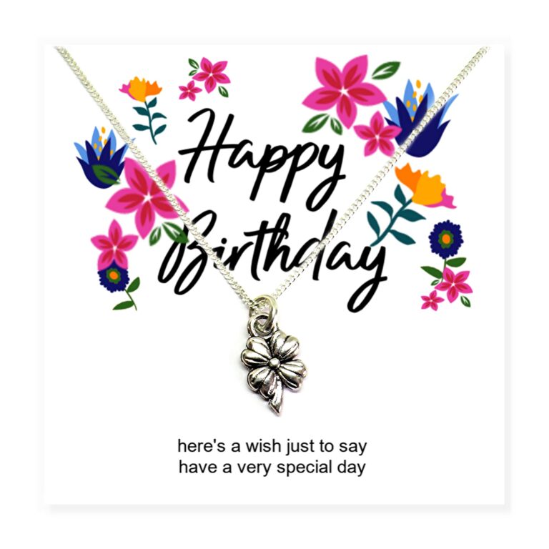 Happy Birthday Flower Necklace & Message Card
