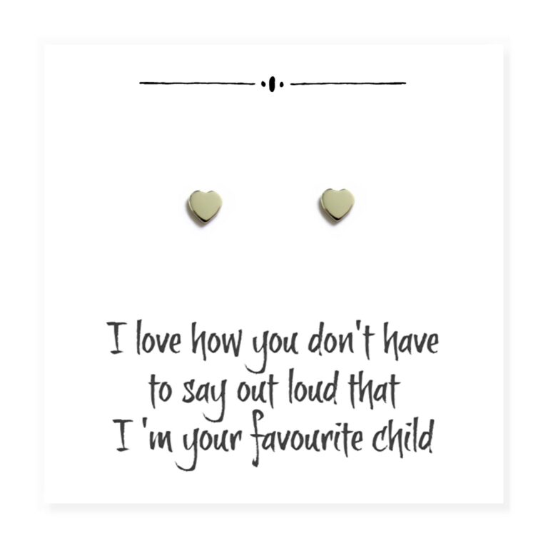 Heart Stud Earrings on Funny Message Card for Mum
