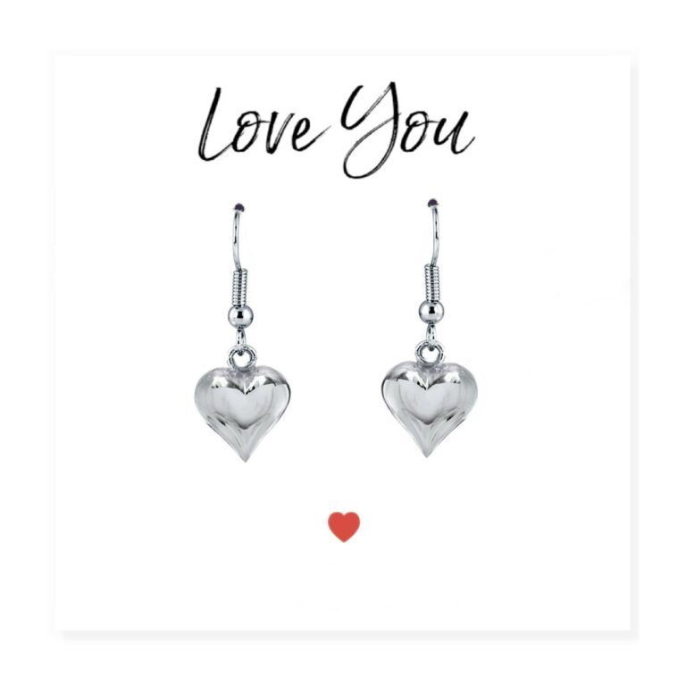 Heart Earrings & Love You Message Card