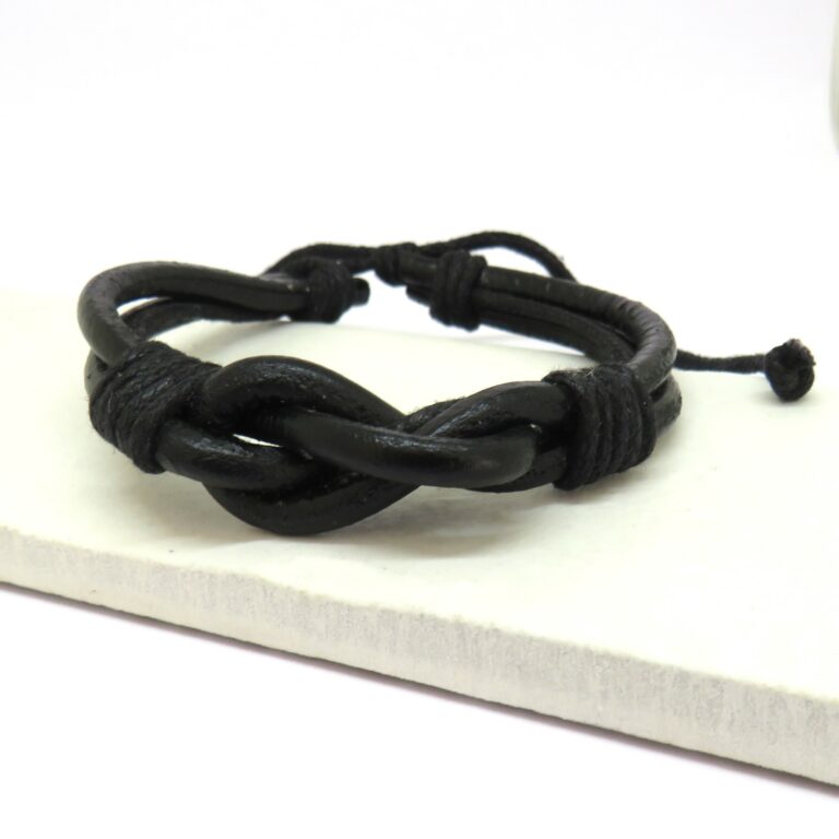 Men’s Black Leather Knot Bracelet