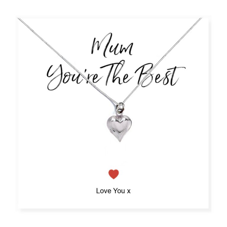 Mum You’re The Best Heart Necklace & Message Card
