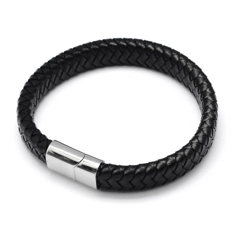Men’s Luxury Black Leather Bracelet