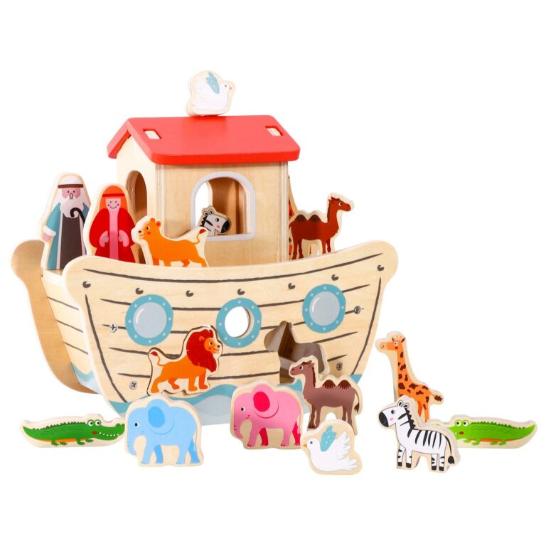 SOKA Wooden Noah’s Ark Animal Boat Shape & Blocks Sorter Puzzle Activity Toy 3+