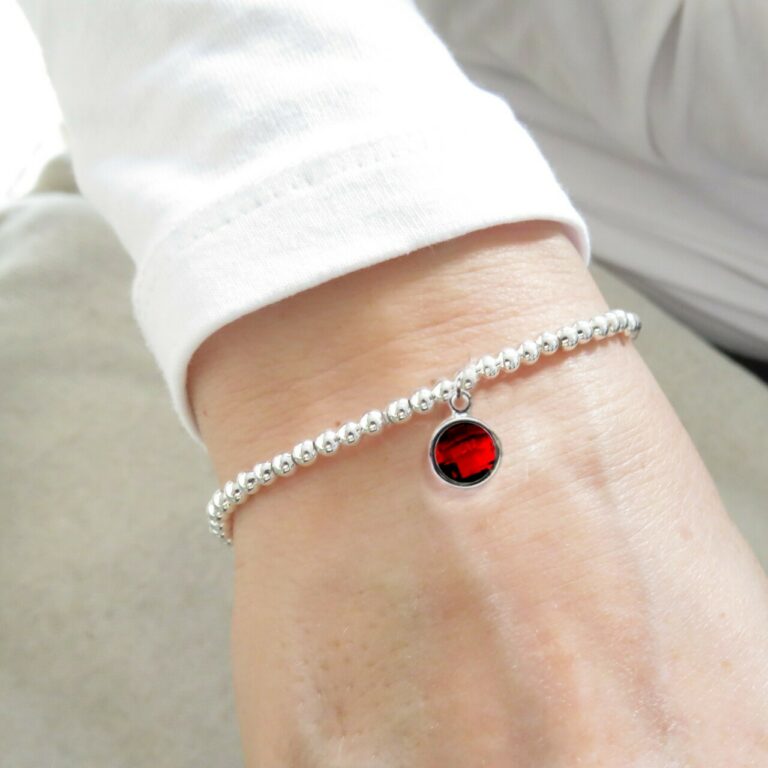 July Birthstone Beaded Bracelet – bright red
