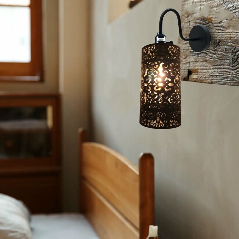 Vintage Industrial Wall Lights Fittings Indoor Sconce Black Metal Home Office Lamp Shade~1204