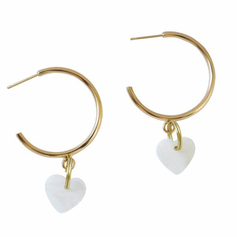 Heart hoop freshwater pearl earrings