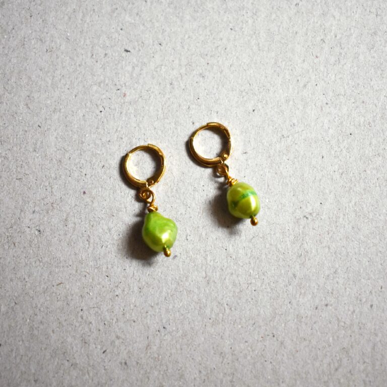 Green pearl earrings