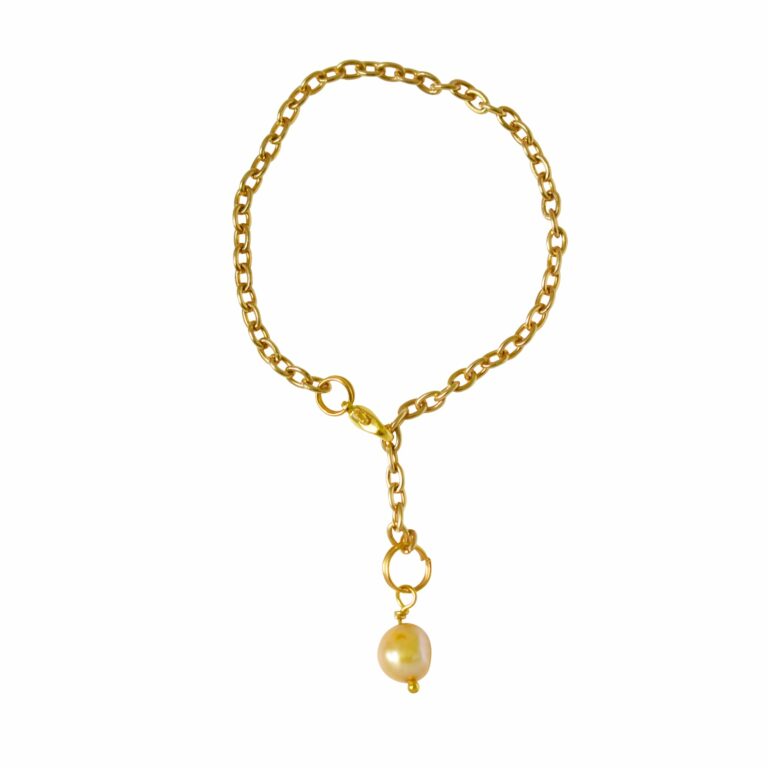 Gold freshwater pearl bracelet or anklet