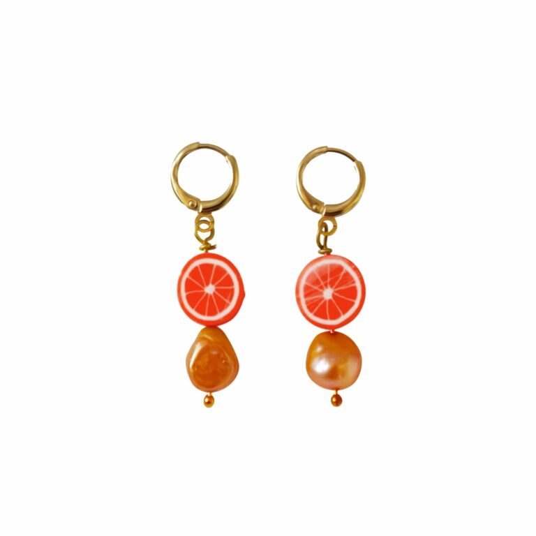 Oranges and Orange freshwater pearl earrings