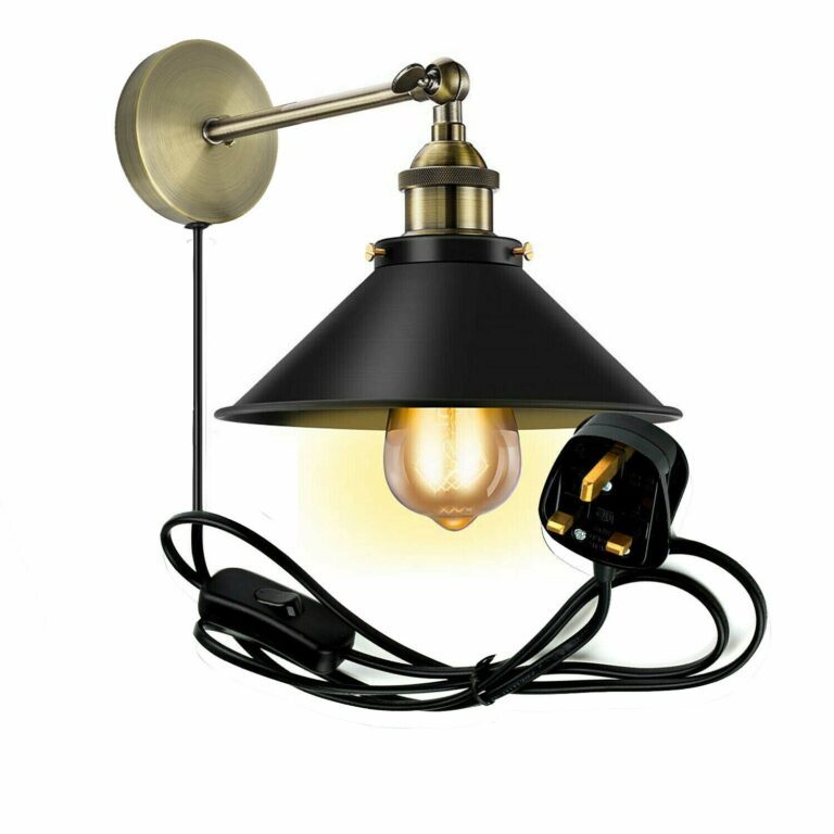 Vintage Retro Modern Plug In Wall Light Fitting Black Sconce Lamp shade fitting Shade Wall Light UK~2273