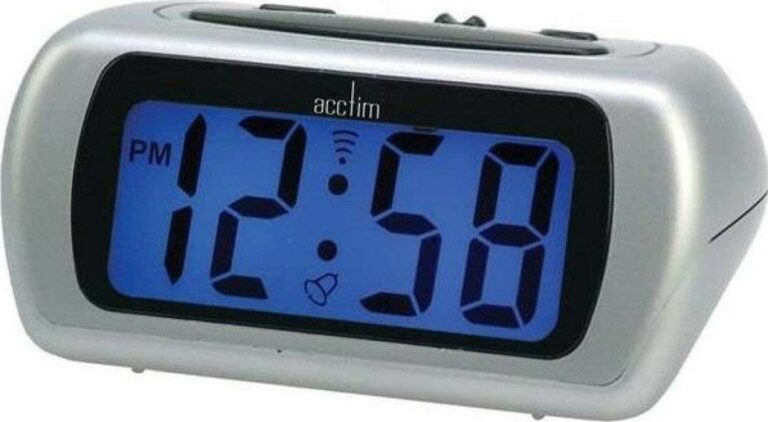 ACCTIM AURIC LARGE LCD ALARM CLOCK SILVER