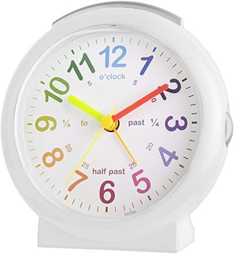 Acctim Lulu 2 Kids Time Teach Non-Ticking Alarm Clock in White 15212