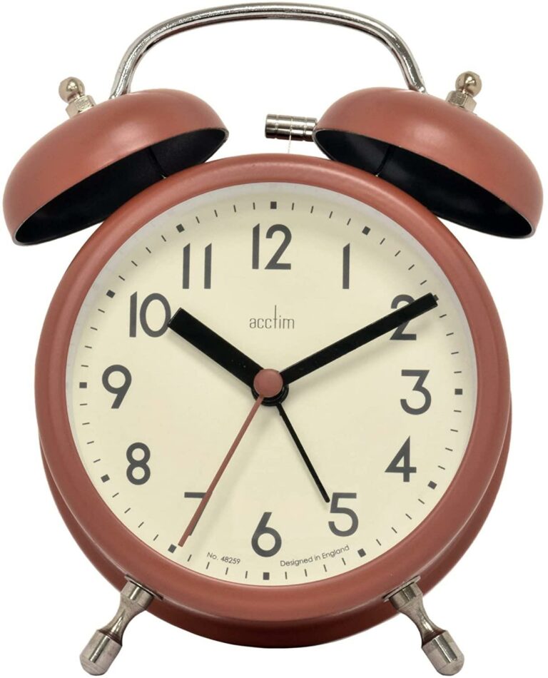 Acctim HARDWICK Double Bell Alarm Clock Soft Coral 16124