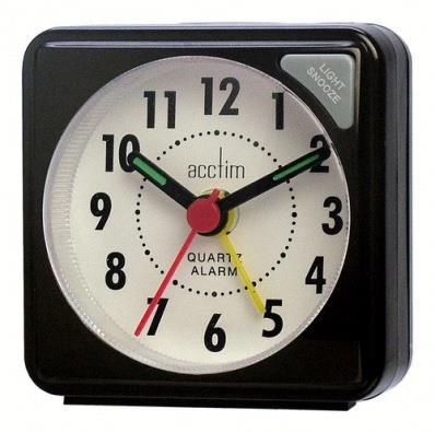 Acctim Ingot Small White Quartz Travel Time Alarm Clock Light & Snooze 25/738WB