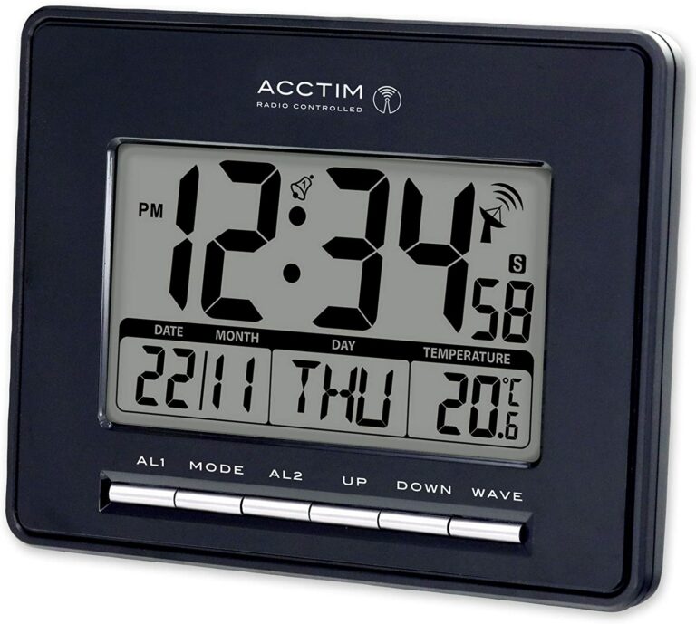 Acctim Infinity R/C Lcd Desk/Wall Alarm Clock Black