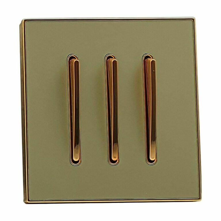 LEDSone industrial vintage Gold Glossy Screw less Wall Light 3 Gang Switch~2636