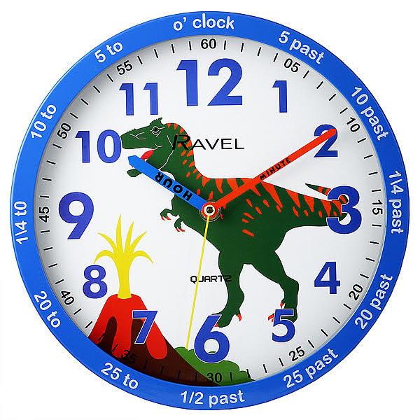 Ravel Time Teacher Dinosaur Design Wall Clock For Kids Bedroom