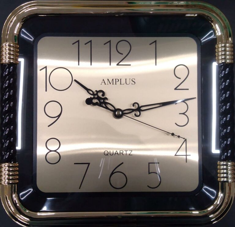 Amplus 11″ Square Design Wall Clock Gold