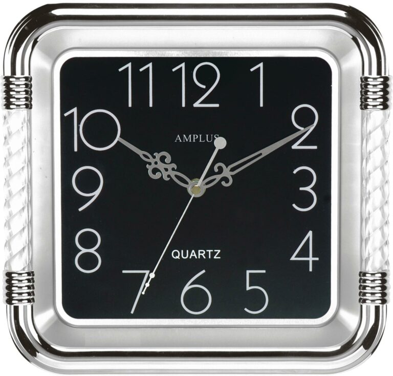 Amplus 11″ 28cm Square Design Wall Clock Silver