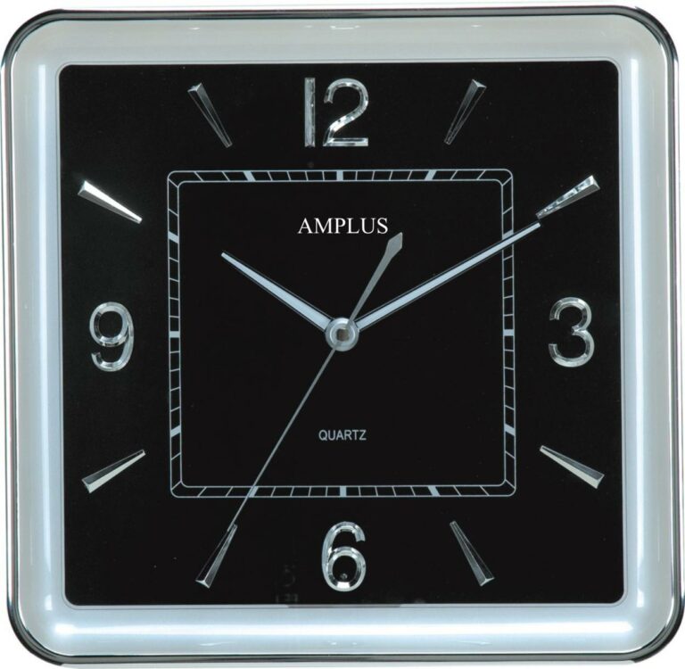 Amplus Quite Sweep Second Hand With Night Sensor Gold Bezel & Numbers White Face Wall Clock PW165-17B