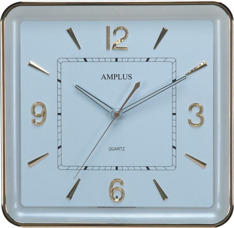 Amplus Quite Sweep Second Hand With Night Sensor Siver Bezel & Numbers Black Face Wall Clock PW165-17S