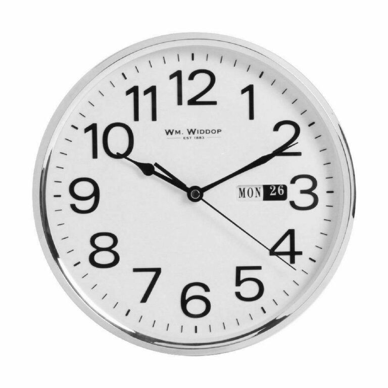 Widdop William Day/Date Wall Clock – Silver