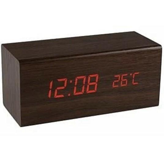 AP0002 Precision Wood finish alarm clock with calendar and snooze fucntion