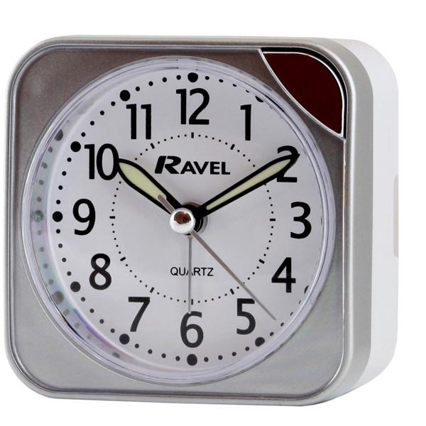 Ravel Square Alarm Clock Silent Sweep Quartz Movement Silver