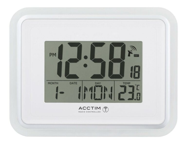 Acctim 74577 Silver Delta Radio Controlled Wall Clock Msf Signal Calendar White