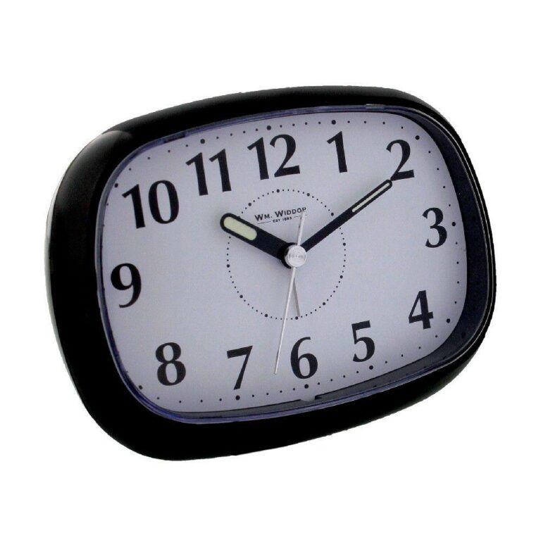 William Widdop Big Face Bedroom Alarm Clock Silent Sweep No Ticking Black Colour