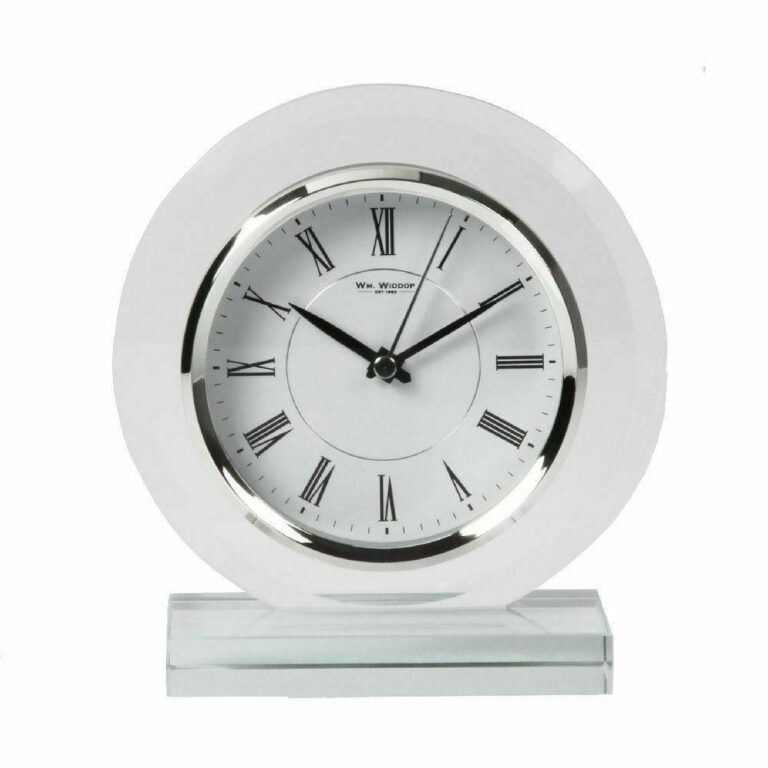 W2670 WIDDOP Round Glass Mantel Clock White
