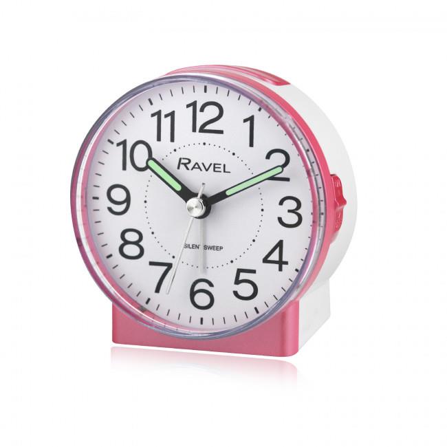 Ravel Round Mid Sized Bedside Quartz Alarm Clock – Pink RC039.5