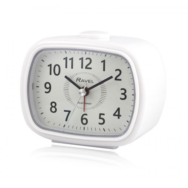 Ravel Mid sized Bedside Quartz Alarm Clock – White RC042.4