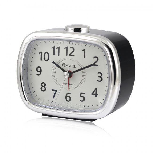 Ravel Mid sized Bedside Quartz Alarm Clock – Black / Silver RC042.3C