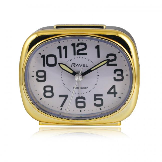 Ravel Small sized pillow shaped Bedside Quartz Alarm Clock – Black / Gold RC040.32